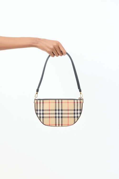 Burberry Brown 
Multi Canvas Nova Check Olympia Pouch Bag