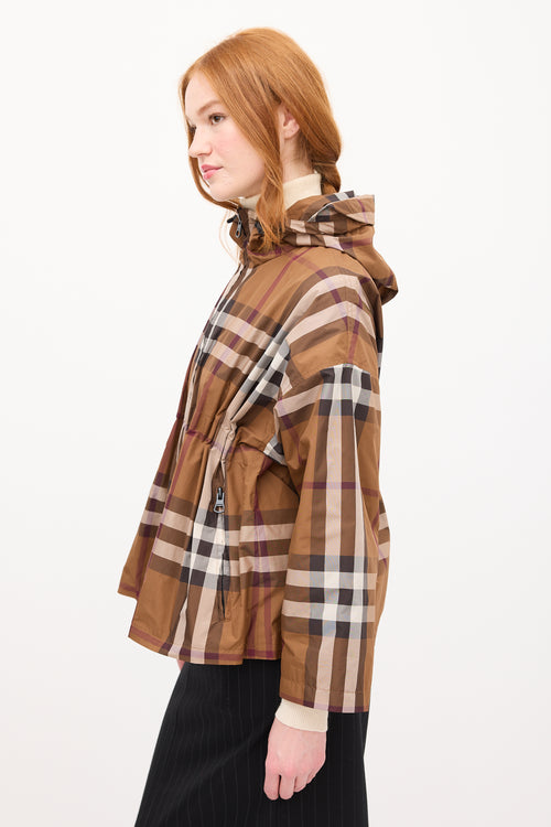 Burberry Brown 
Multi Nova Check Anorak Jacket