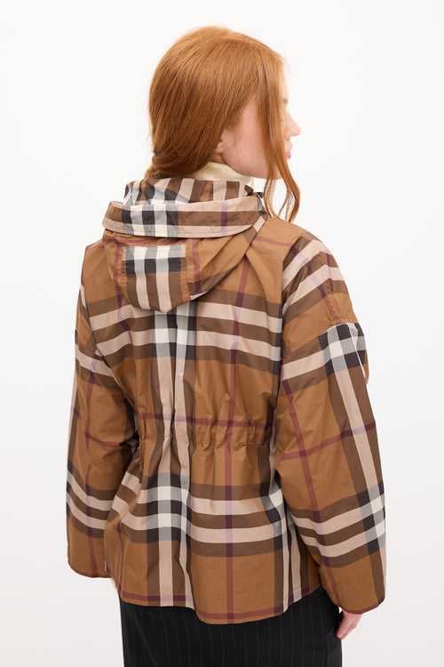 Burberry Brown 
Multi Nova Check Anorak Jacket