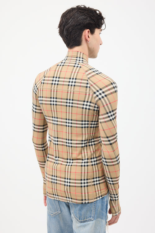 Burberry Brown 
Multi Nova Check Half Zip Top