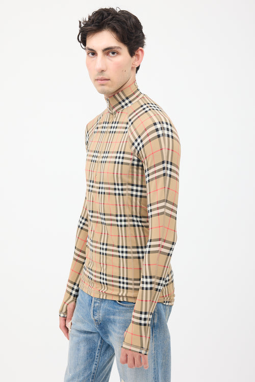 Burberry Brown 
Multi Nova Check Half Zip Top