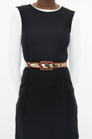 Burberry Brown Leather Trim Nova Check Belt