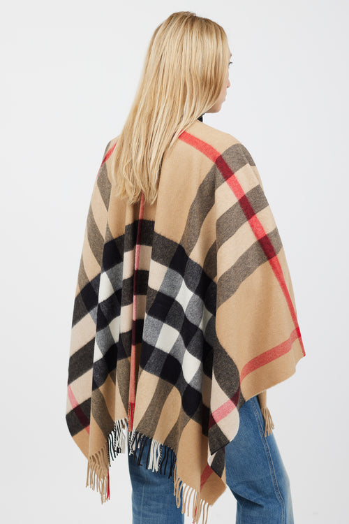 Burberry Brown 
Multicolour Cashmere Nova Check Shawl