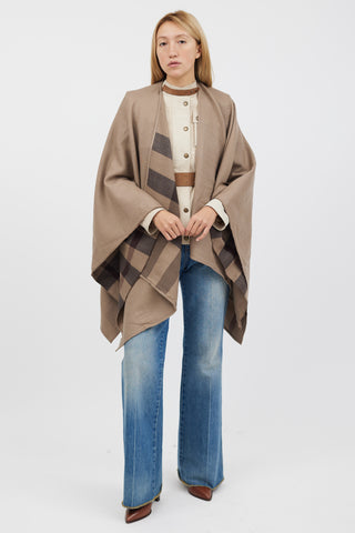 Burberry Brown 
Multicolour Wool Shawl