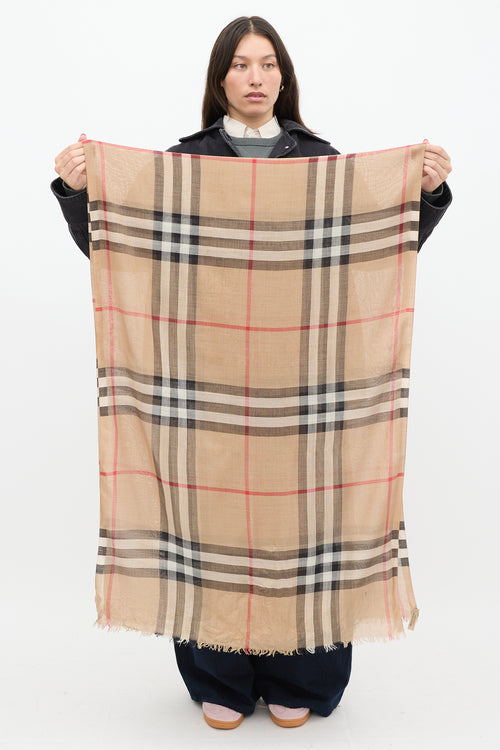 Burberry Brown 
Multicolour Knit Nova Check Scarf