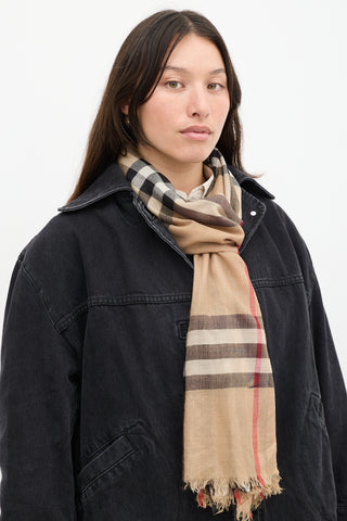 Burberry Brown 
Multicolour Knit Nova Check Scarf