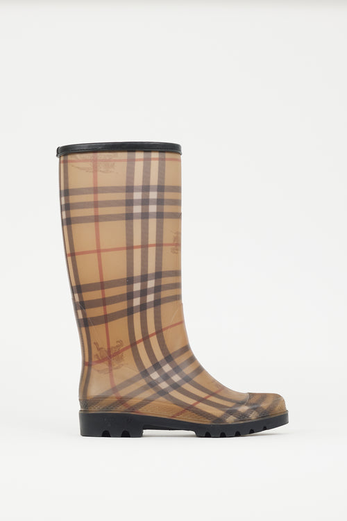 Burberry Brown 
Multicolour Nova Check Rubber Rain Boot