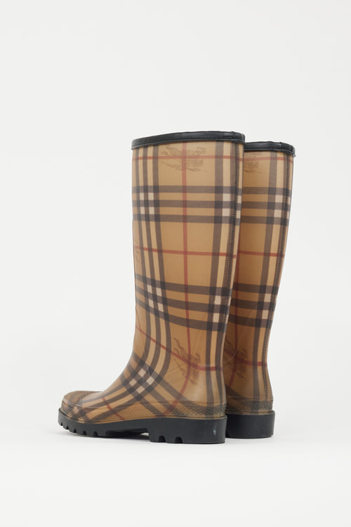 Burberry Brown 
Multicolour Nova Check Rubber Rain Boot