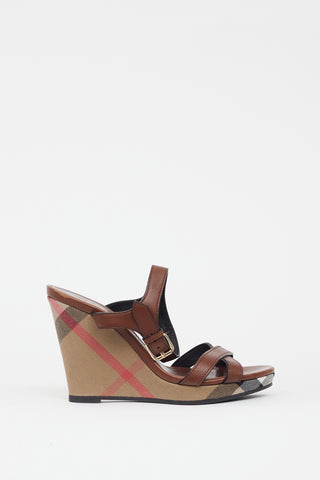 Burberry Brown 
Multicolour Nova Check Wedge Sandal