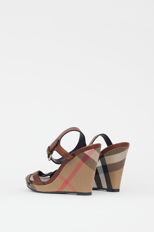 Burberry Brown 
Multicolour Nova Check Wedge Sandal