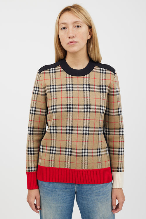 Burberry Brown 
Multicolour Nova Check Woven Sweater