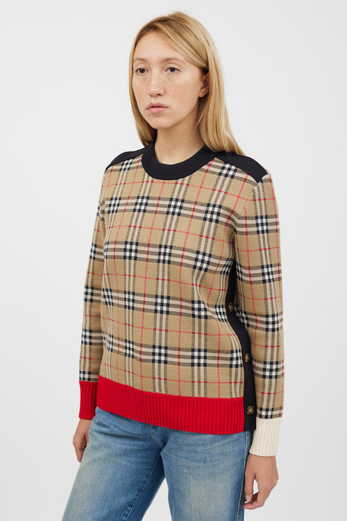 Burberry Brown 
Multicolour Nova Check Woven Sweater