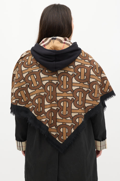 Burberry Brown 
Multicolour TB Monogram Logo Scarf