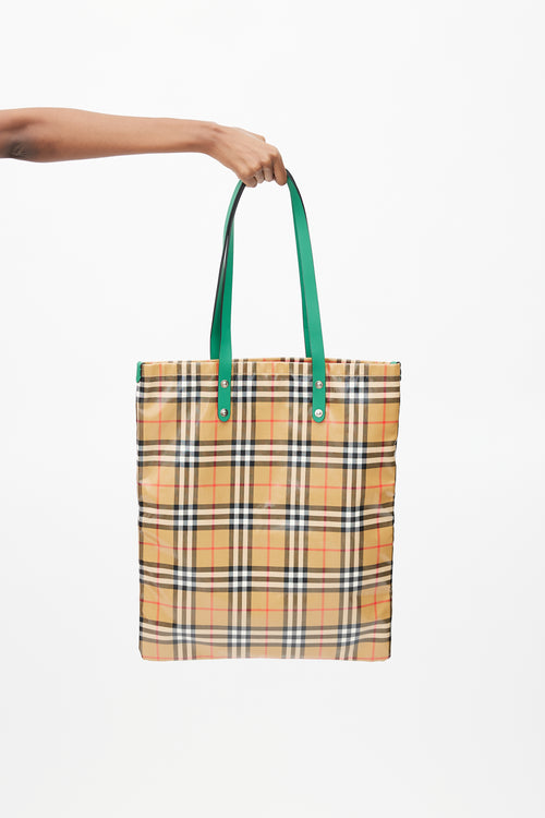 Burberry Brown Nova Check Coated Tote Bag