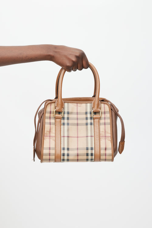 Burberry Brown Nova Check Haymarket Dinton Bag