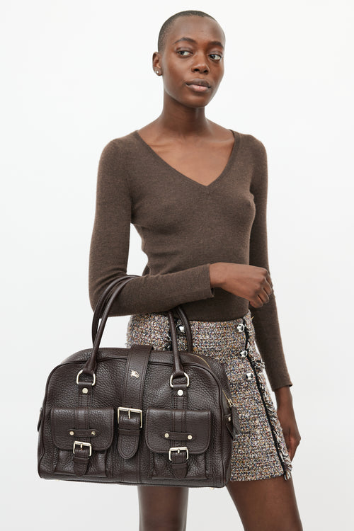 Burberry Brown Pebbled Leather Bag