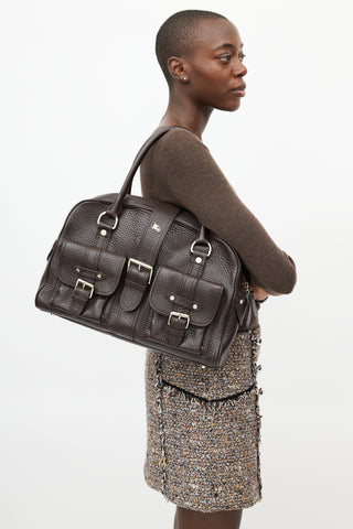 Burberry Brown Pebbled Leather Bag