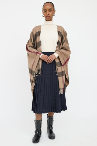 Burberry Brown Check Wool Shawl