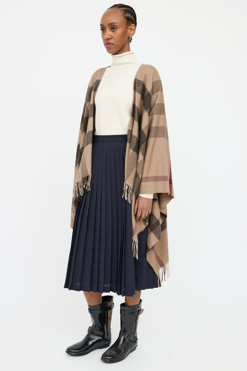 Burberry Brown Check Wool Shawl