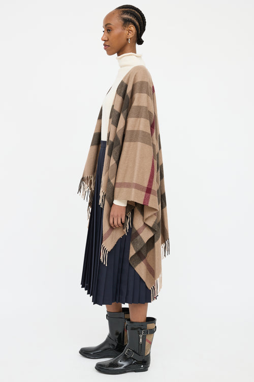 Burberry Brown Check Wool Shawl