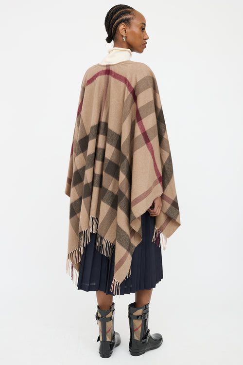 Burberry Brown Check Wool Shawl