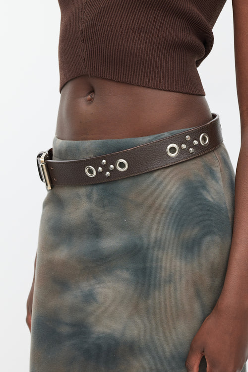 Burberry Brown 
Silver Studded Leather Belt