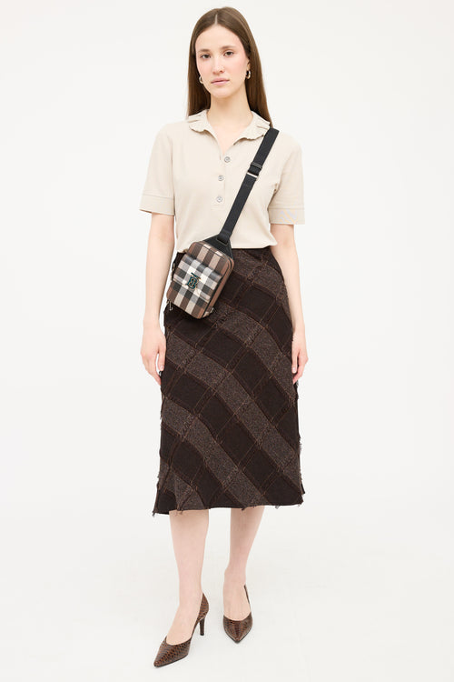 Burberry Brown 
Black Nova Check Theo Crossbody Bag