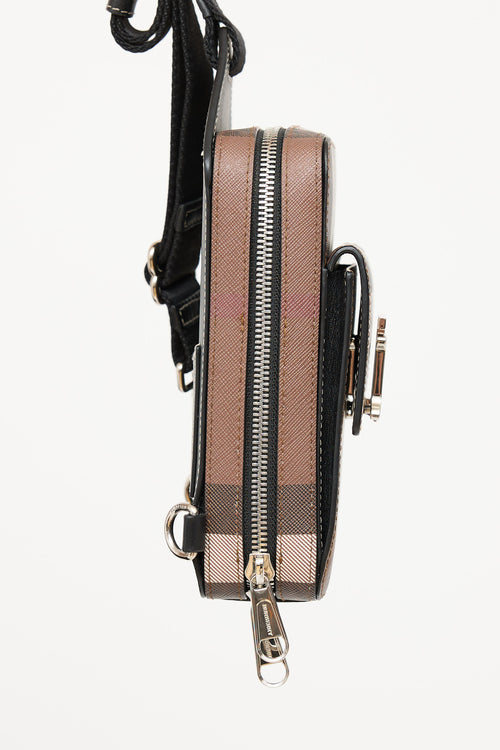 Burberry Brown 
Black Nova Check Theo Crossbody Bag