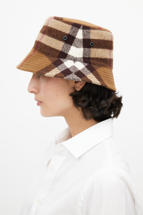 Burberry Brown Wool Check Bucket Hat