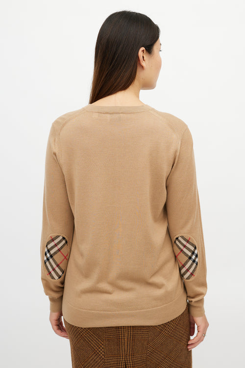 Burberry Brown Wool Elbow Patch Sweater