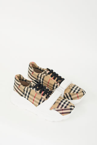 Burberry Brown 
White Check Regis Sneaker