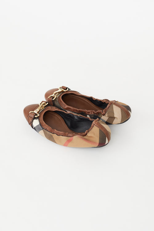 Burberry Brown Check Scrunch Ballet Flat