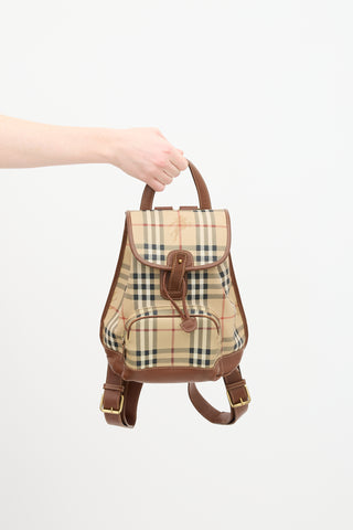 Burberry Brown Haymarket Check Leather Backpack