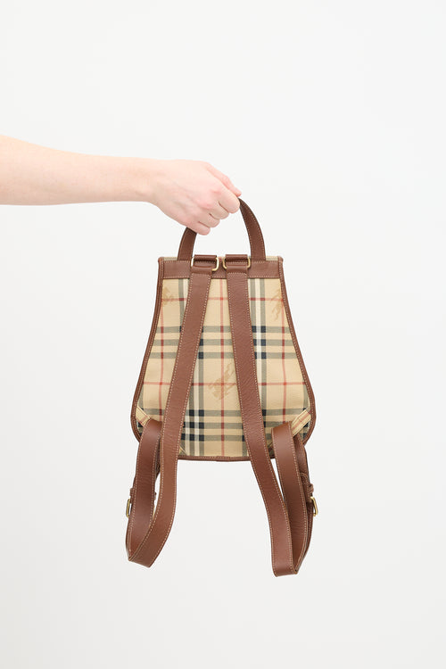 Burberry Brown Haymarket Check Leather Backpack