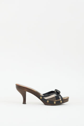 Burberry Brown 
Multi Nova Check Heeled Sandal