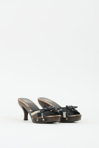 Burberry Brown 
Multi Nova Check Heeled Sandal