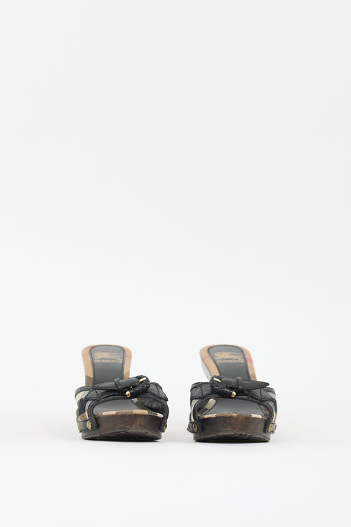 Burberry Brown 
Multi Nova Check Heeled Sandal