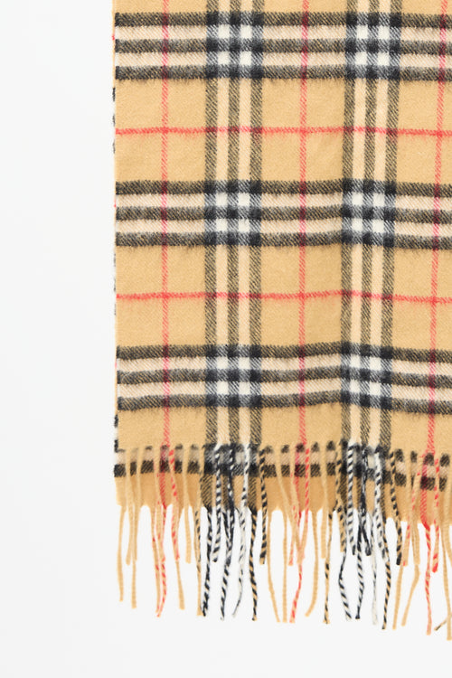 Burberry Beige 
Multi Nova Check Fringe Scarf