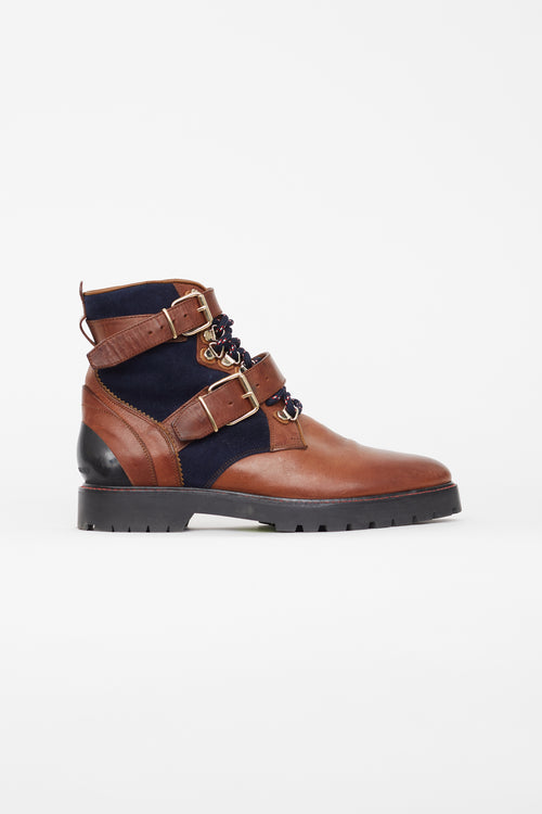 Burberry Brown 
Navy Utterback Lace Up Boot