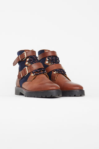 Burberry Brown 
Navy Utterback Lace Up Boot