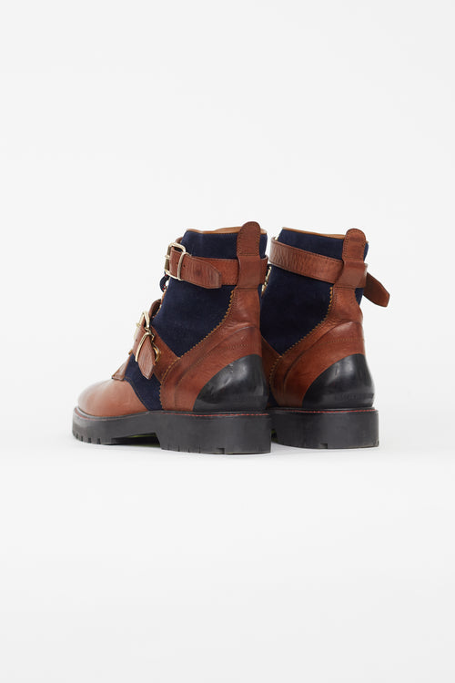 Burberry Brown 
Navy Utterback Lace Up Boot