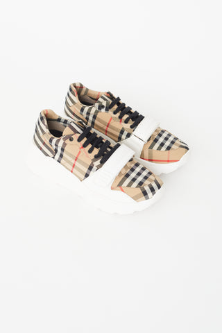 Burberry Brown 
White Check Regis Sneaker