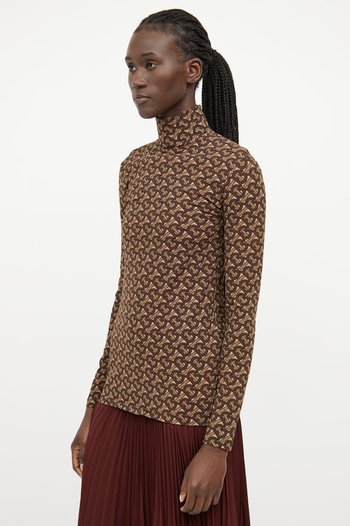 Burberry Brown Jacquard Turtleneck Top