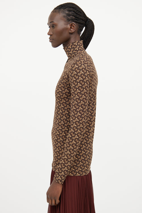 Burberry Brown Jacquard Turtleneck Top