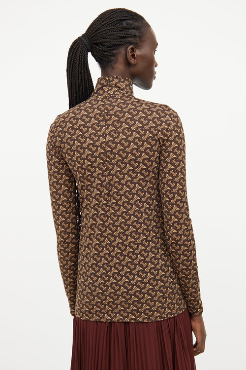 Burberry Brown Jacquard Turtleneck Top