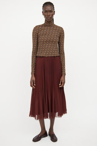 Burberry Brown Jacquard Turtleneck Top