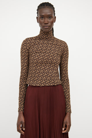 Burberry Brown Jacquard Turtleneck Top