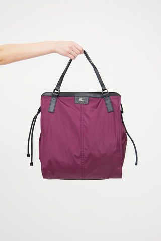 Burberry Purple Nylon Buckleigh Tote Bag