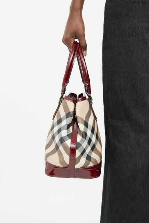 Burberry Burgundy Nova Check Tote Bag