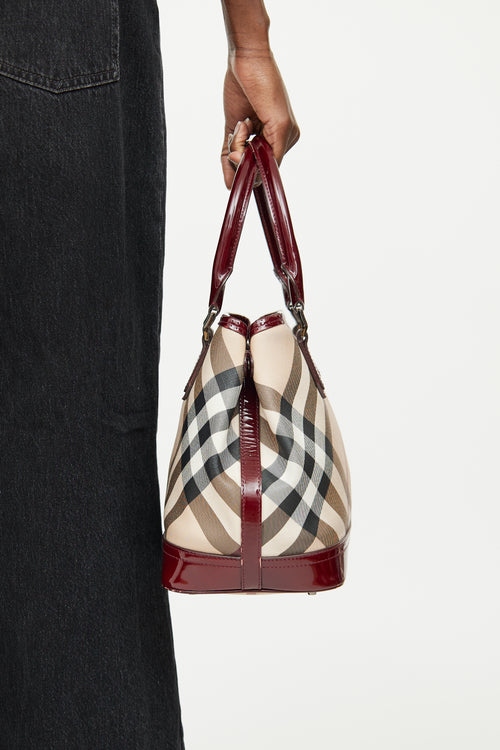 Burberry Burgundy Nova Check Tote Bag